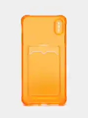 Оранжевый чехол для iPhone 7/8 Plus/XR/11/12/13/Pro/Pro Max, силиконовый, с карманом для карт