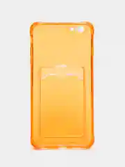 Оранжевый чехол для iPhone 7/8 Plus/XR/11/12/13/Pro/Pro Max, силиконовый, с карманом для карт