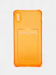 Оранжевый чехол для iPhone 7/8 Plus/XR/11/12/13/Pro/Pro Max, силиконовый, с карманом для карт