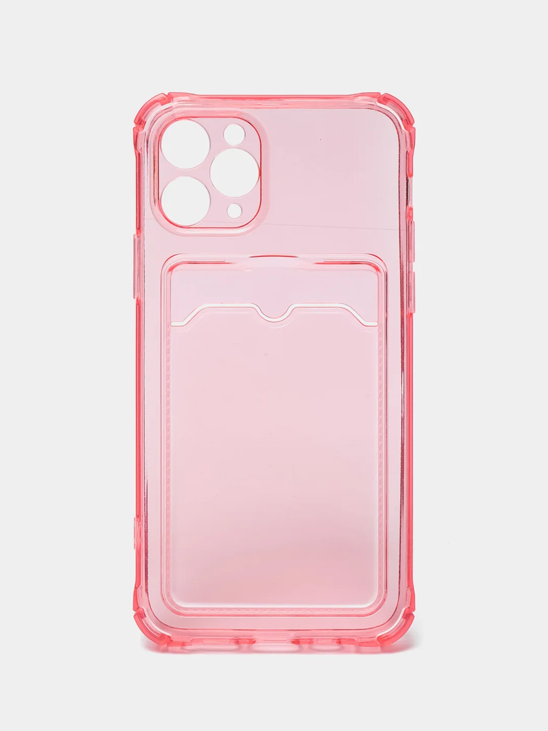 Розовый чехол для iPhone 7/8 Plus/XR/11/12/13/Pro/Pro Max, силиконовый, с карманом для карт