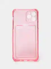 Розовый чехол для iPhone 7/8 Plus/XR/11/12/13/Pro/Pro Max, силиконовый, с карманом для карт