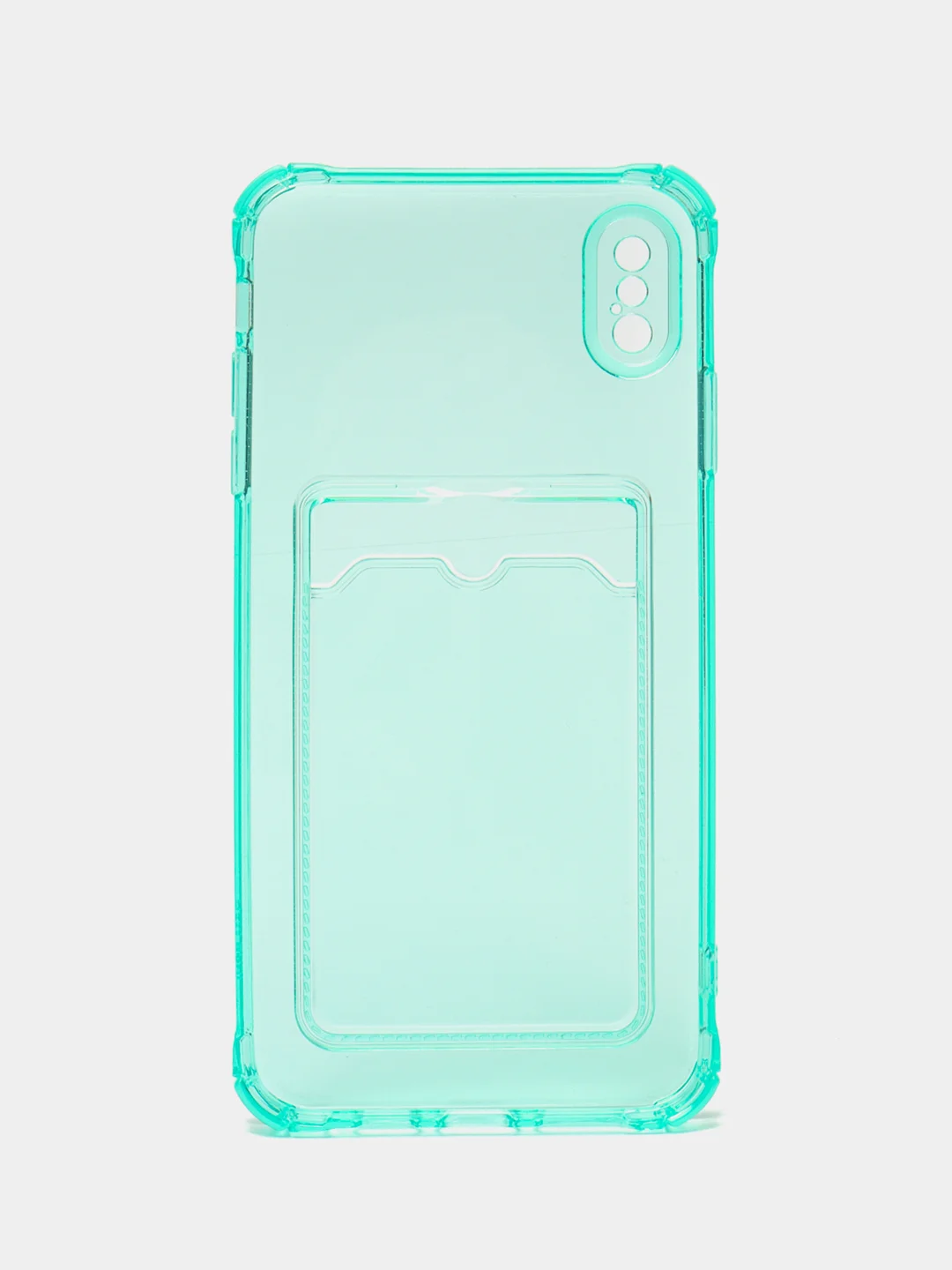 Бирюзовый чехол для iPhone 7/8 Plus/XR/11/12/13/Pro/Pro Max, силиконовый, с карманом для карт