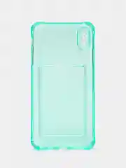 Бирюзовый чехол для iPhone 7/8 Plus/XR/11/12/13/Pro/Pro Max, силиконовый, с карманом для карт