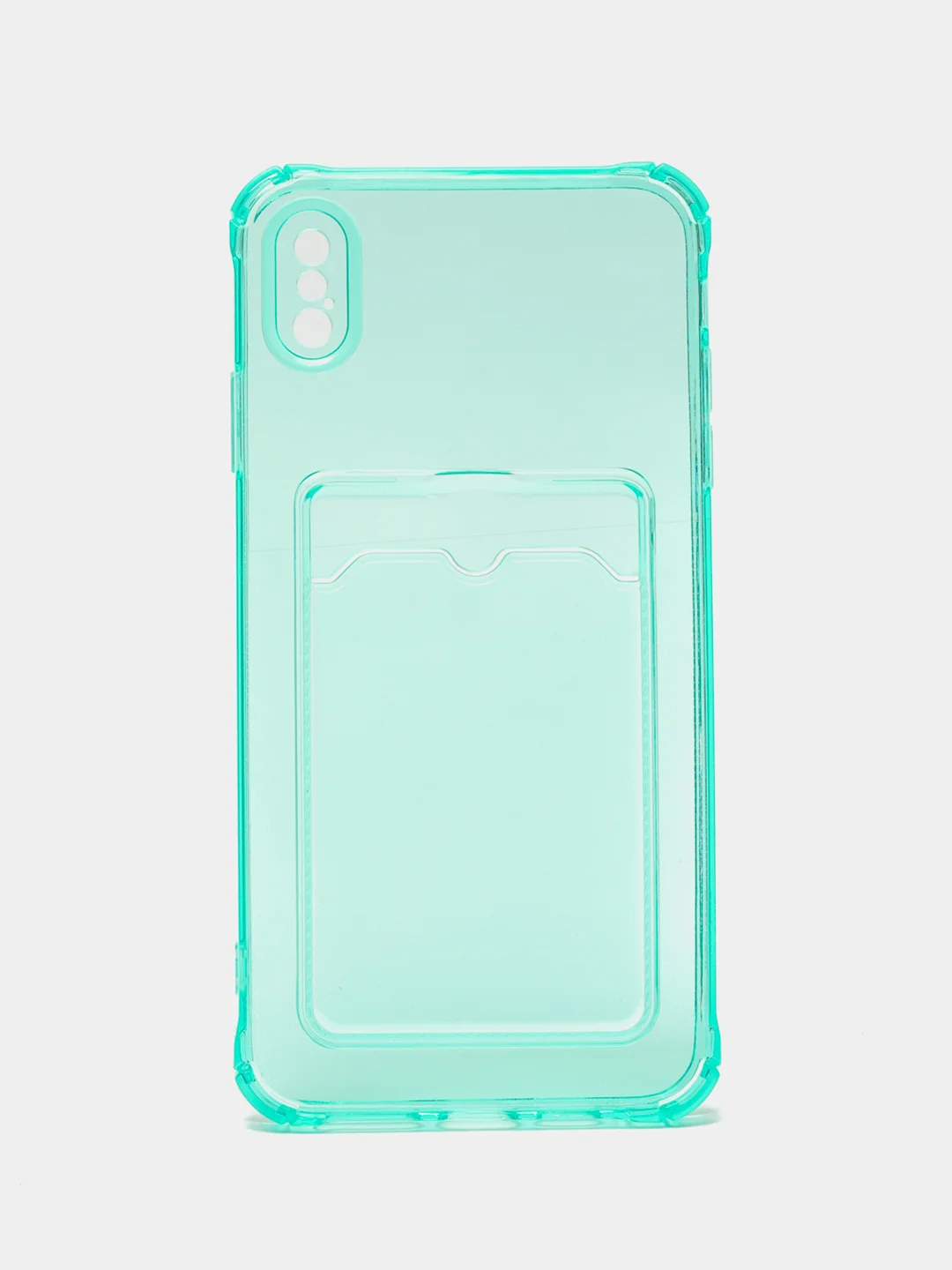 Бирюзовый чехол для iPhone 7/8 Plus/XR/11/12/13/Pro/Pro Max, силиконовый, с карманом для карт