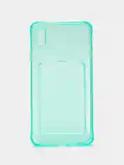 Бирюзовый чехол для iPhone 7/8 Plus/XR/11/12/13/Pro/Pro Max, силиконовый, с карманом для карт