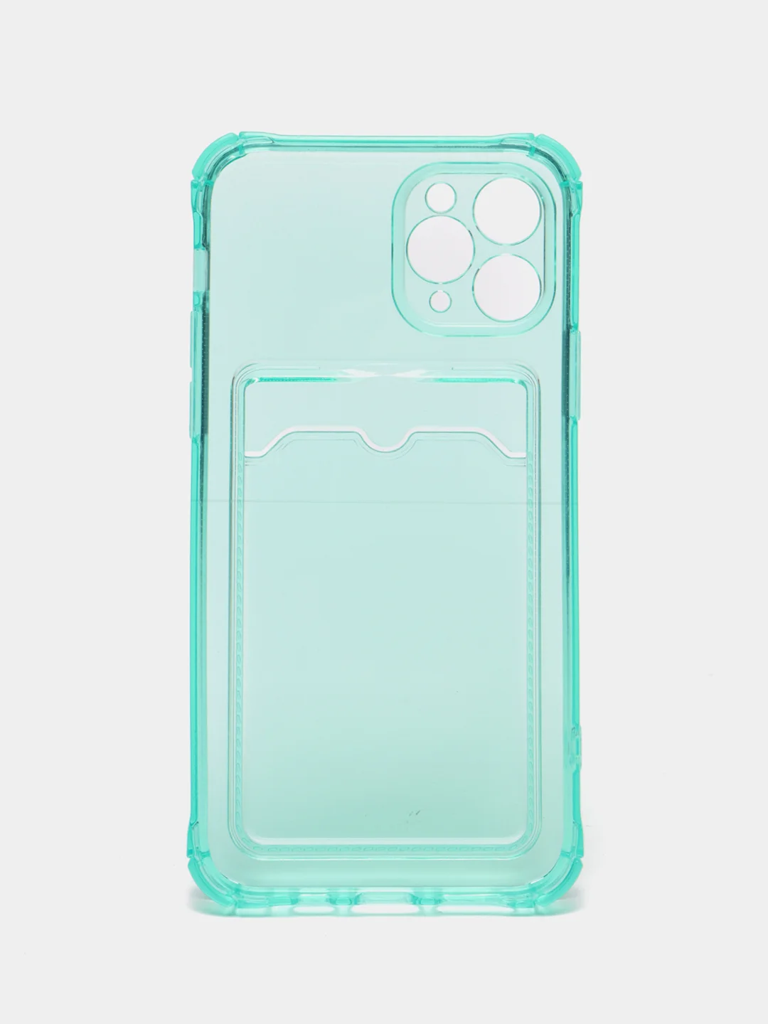Бирюзовый чехол для iPhone 7/8 Plus/XR/11/12/13/Pro/Pro Max, силиконовый, с карманом для карт
