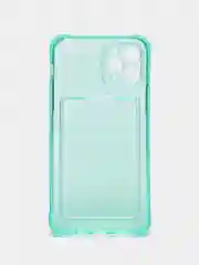 Бирюзовый чехол для iPhone 7/8 Plus/XR/11/12/13/Pro/Pro Max, силиконовый, с карманом для карт