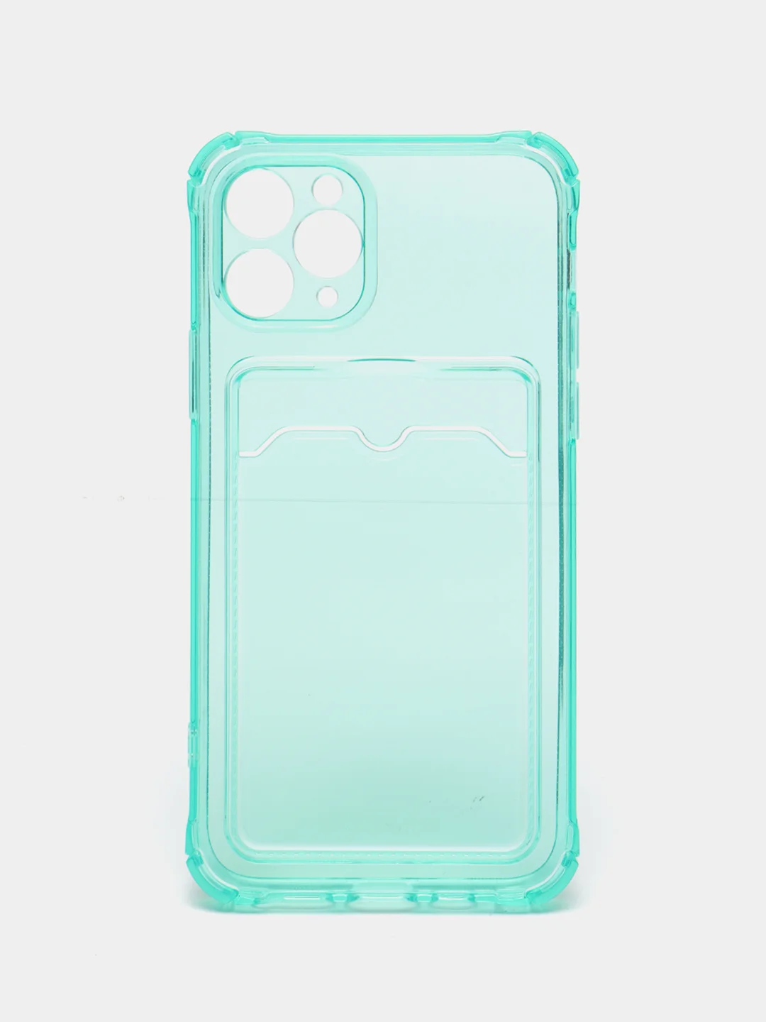 Бирюзовый чехол для iPhone 7/8 Plus/XR/11/12/13/Pro/Pro Max, силиконовый, с карманом для карт