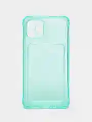 Бирюзовый чехол для iPhone 7/8 Plus/XR/11/12/13/Pro/Pro Max, силиконовый, с карманом для карт