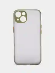 Зеленый матовый чехол на айфон 11, 12, 13, 14, Pro, 11 Pro Max, 12 Pro Max с цветными кнопками