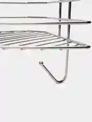 Белый полка для ванной комнаты с крючками, угловая, металлическая, 2-х ярусная