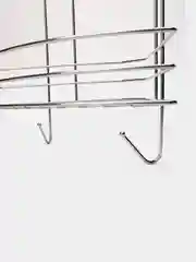 Белый полка для ванной комнаты с крючками, угловая, металлическая, 2-х ярусная