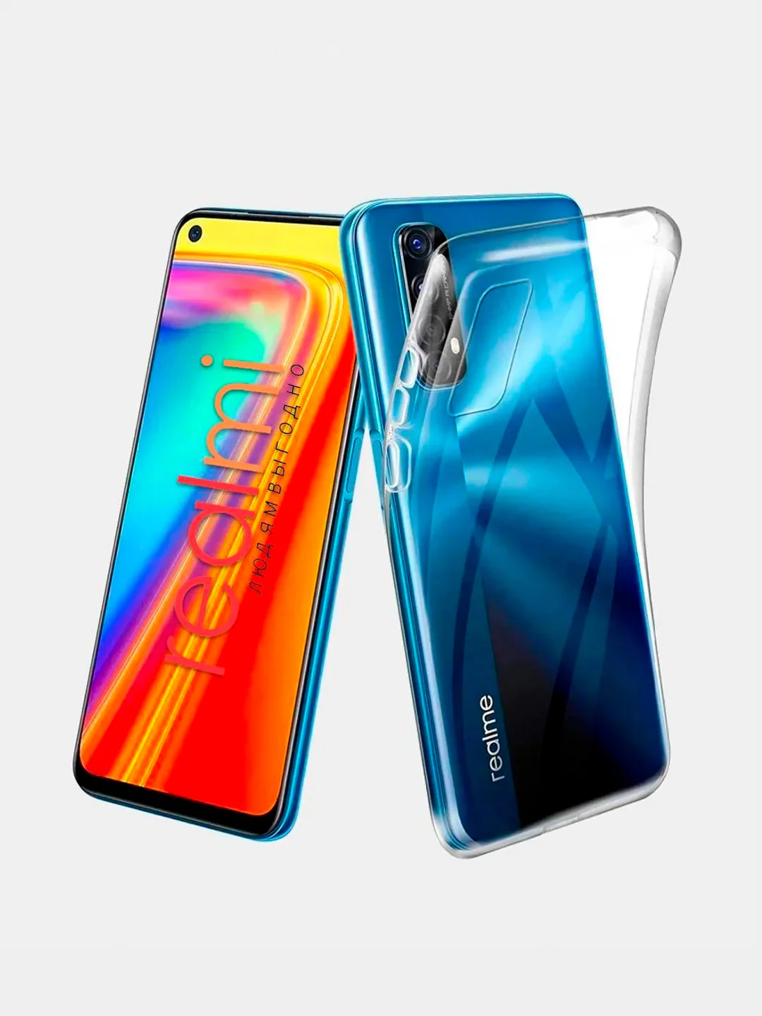 Чехол силиконовый для Oppo Realme 5 / 6 / 6i / 7 / 7 Pro / C2/ C3, прозрачный 1.0