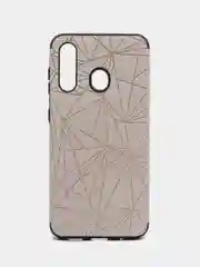Серый samsung Galaxy A60, Самсунг Галакси А60, чехол силиконовый под кожу "полигоны"