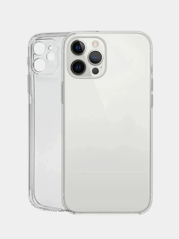 Силиконовый прозрачный чехол с защитой камеры для Apple iPhone 12