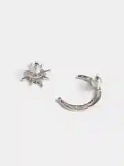 Серебряный серьги ассиметричные Луна и Звезда
