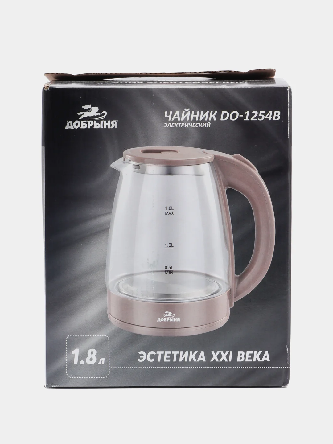Чайник электрический "Добрыня" DO-1254, стеклянный, 1.8 л