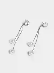 Серебряный серьги длинные с подвесками "Pearls", висячие серьги женские вечерние с жемчугом бижутерия