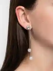 Серебряный серьги длинные с подвесками "Pearls", висячие серьги женские вечерние с жемчугом бижутерия