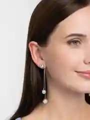 Серебряный серьги длинные с подвесками "Pearls", висячие серьги женские вечерние с жемчугом бижутерия