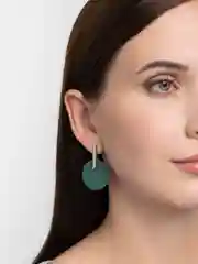 Серьги "Арт", линии, цвет зелёный в серебре