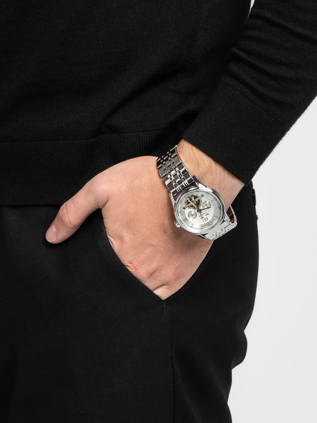 Серебряный часы механические Omega