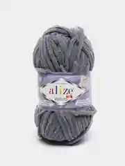 Серый меланж пряжа плюшевая Alize Velluto, 100% микрополиэстер, 100г, 68м, плюшевая, велюровая веллюто