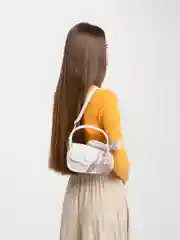 Белый элегантная сумка с платочком
