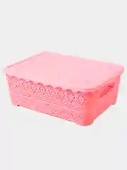 Розовый контейнер для хранения с крышкой из прочного пластика