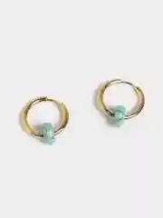Серьги кольца Strekoza Collection, с подвесками шармами из натурального камня бирюза