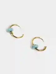 Серьги кольца Strekoza Collection, с подвесками шармами из натурального камня бирюза