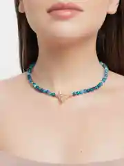 Голубой бусы Strekoza Collection из агата с застёжкой в форме клевера