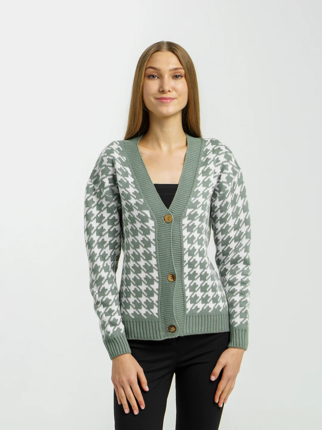 Зеленый кардиган женский oversize