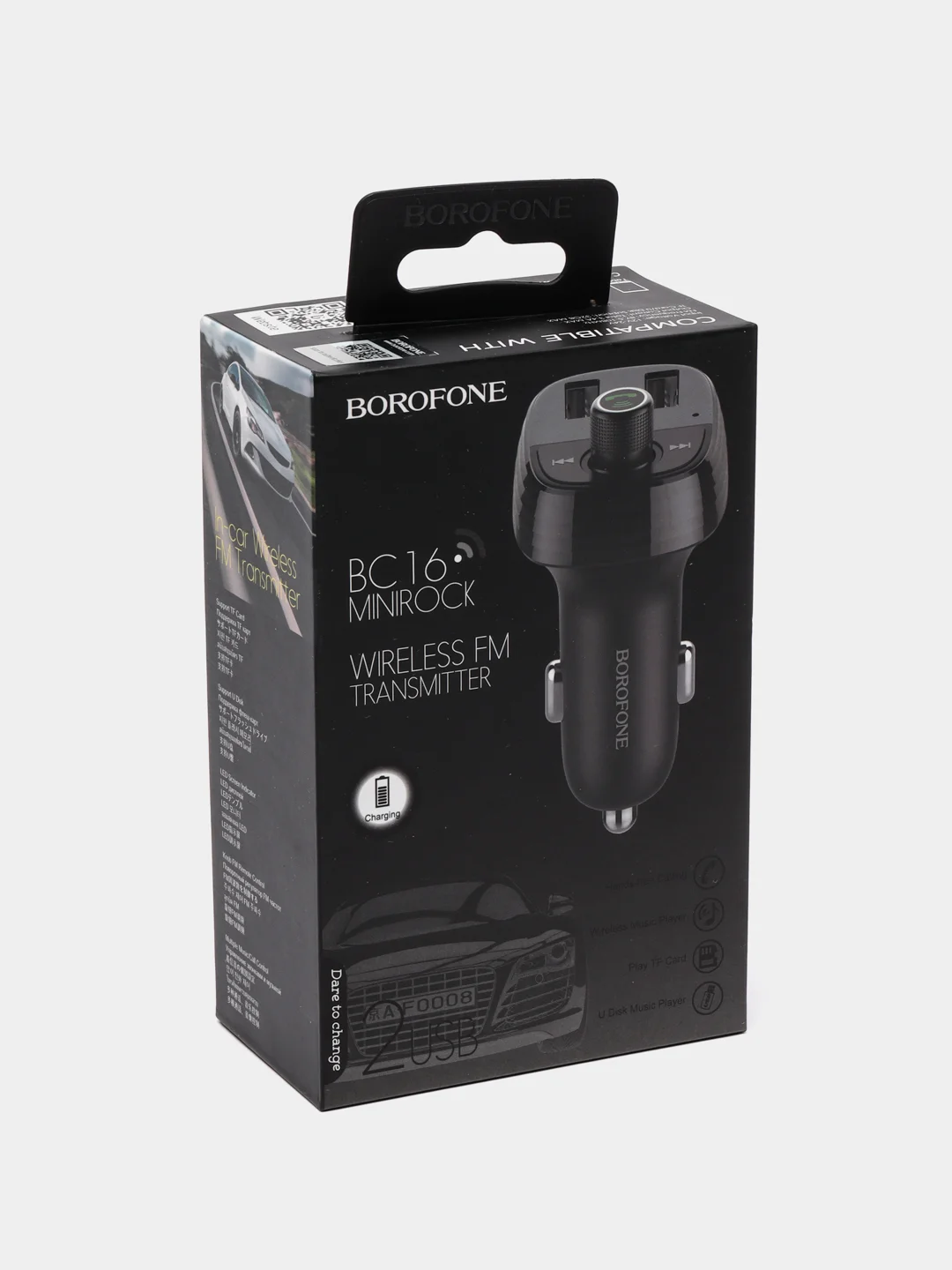 Черный автомобильный Bluetooth FM-модулятор Borofone BC16, трансмиттер с АЗУ для автомобиля
