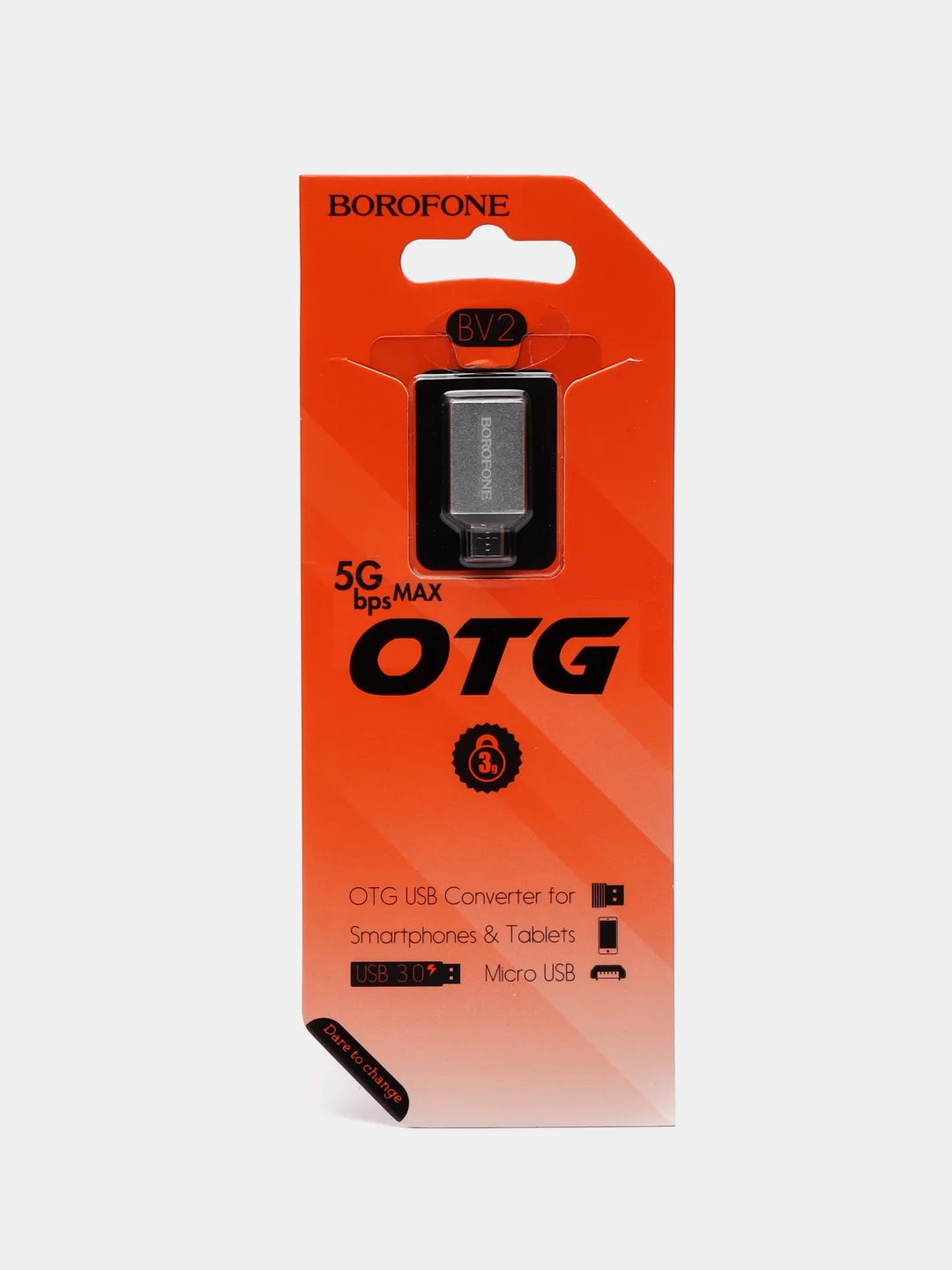 Серый металлик адаптер для Micro-USB OTG Borofone BV2