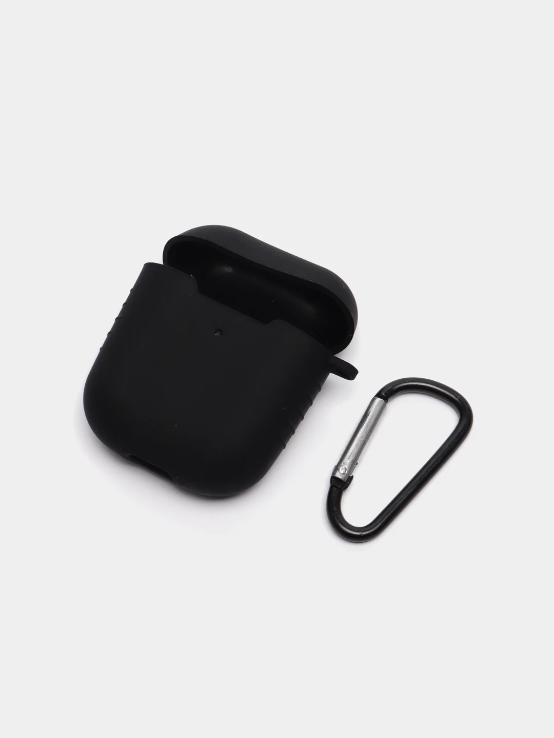 Черный силиконовый чехол для Airpods 1/2, с карабином