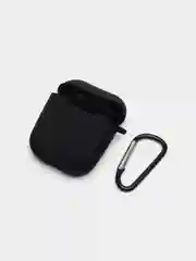 Черный силиконовый чехол для Airpods 1/2, с карабином