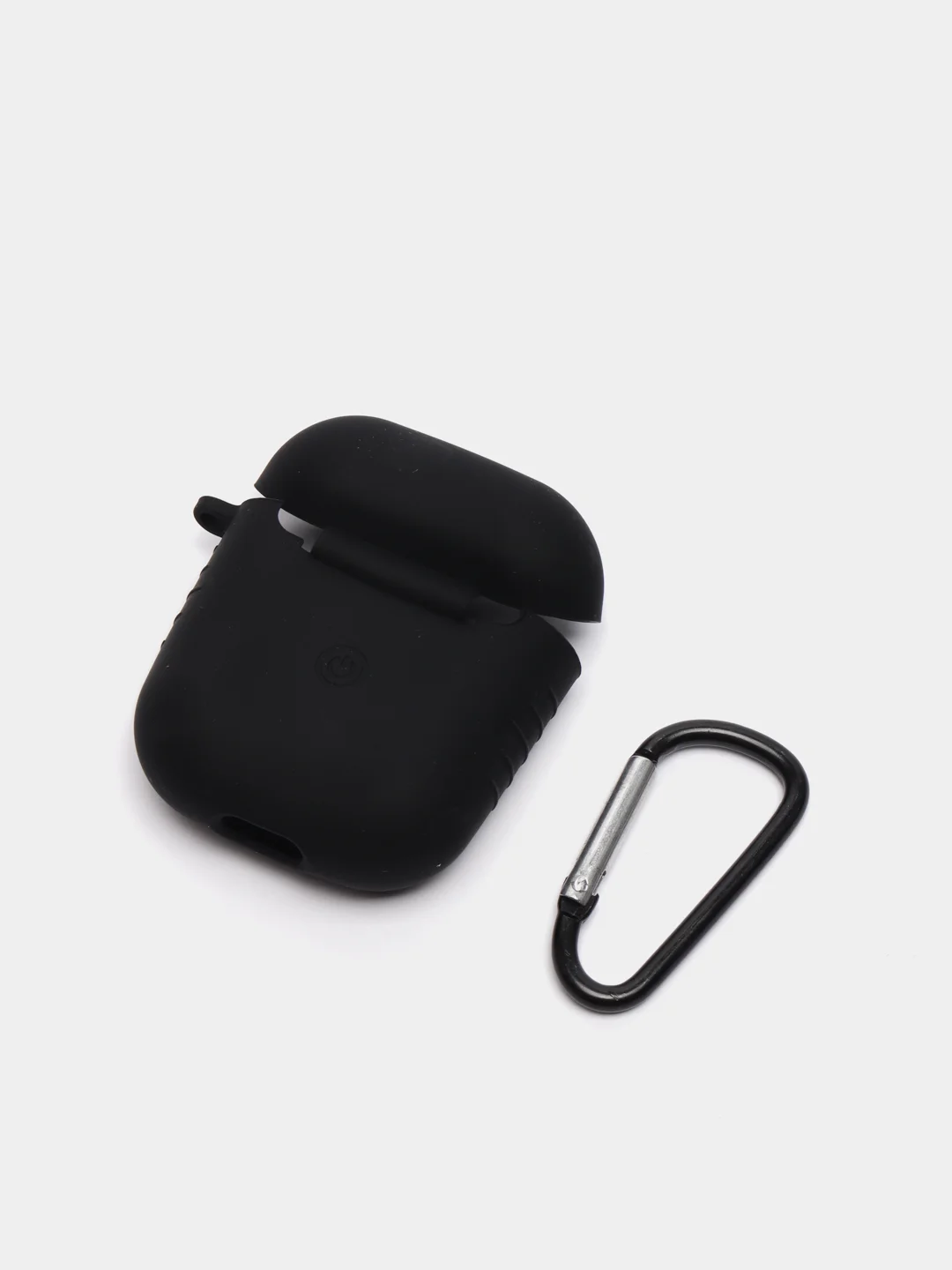 Черный силиконовый чехол для Airpods 1/2, с карабином