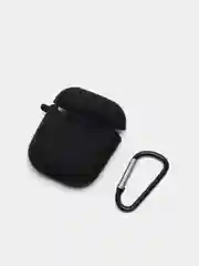 Черный силиконовый чехол для Airpods 1/2, с карабином
