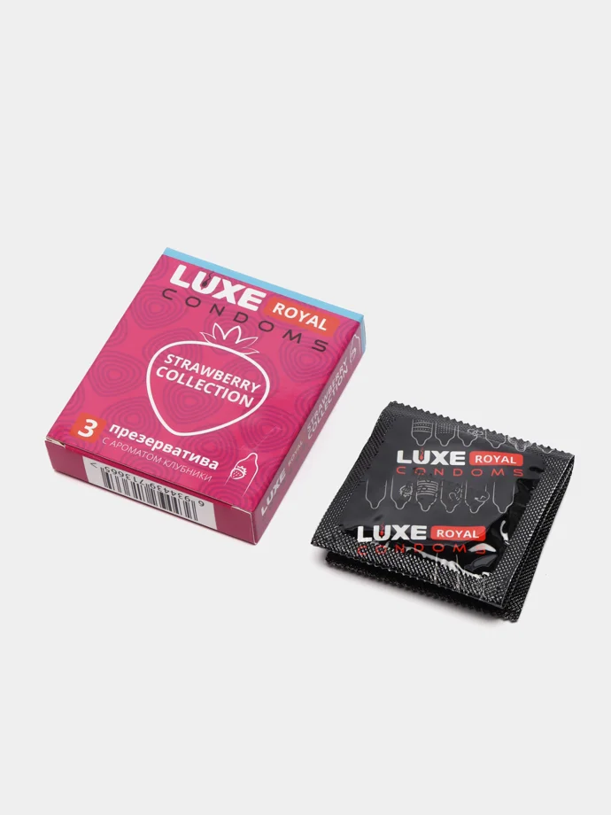 Презервативы LUXE Royal Strawberry Collection, гладкие, с ароматом клубники, 3 штуки