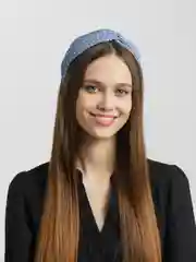 Голубой ободок для волос тканевый, с узлом, в крупный горох, 5 цветов