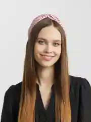 Розовый ободок для волос тканевый, с узлом, в крупный горох, 5 цветов
