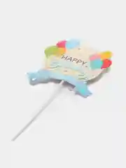 Голубой топпер для украшения торта Happy Birthday