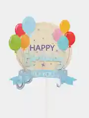 Голубой топпер для украшения торта Happy Birthday