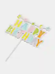 Желтый топпер для украшения торта Happy Birthday