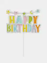 Желтый топпер для украшения торта Happy Birthday