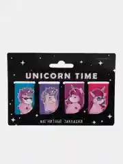 Фиолетовый магнитные закладки Unicorn Time на открытке, 4 штуки
