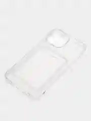 Прозрачный силиконовый чехол на iPhone, противоударный, с карманом для карты