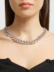 Серебряный цепь на шею "Кубинская цепь", унисекс
