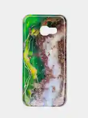 Зеленый чехол Samsung Galaxy A3 2017 / SM-A320, Галакси А3 2017, силиконовый с мраморным рисунком